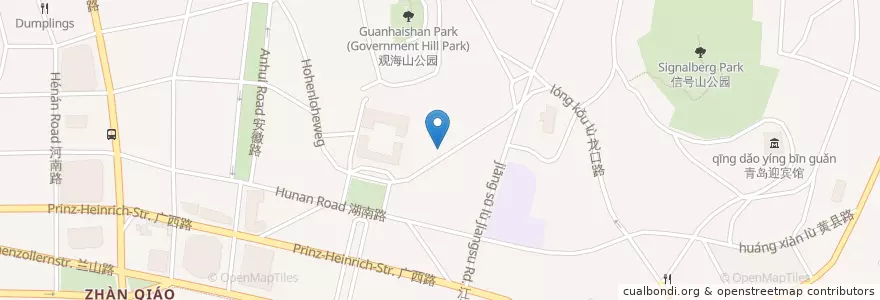 Mapa de ubicacion de 家常菜館 en China, Shandong, 青岛市, 市南区.