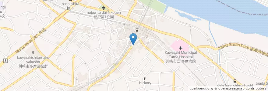 Mapa de ubicacion de どんどん 登戸店 en Japan, Präfektur Kanagawa, 川崎市, 多摩区.