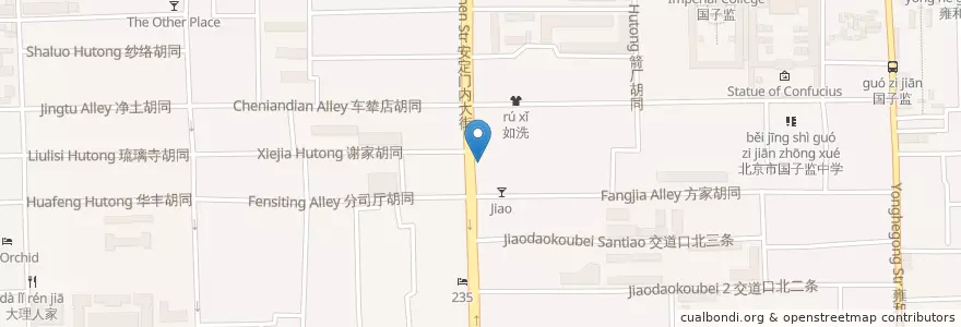 Mapa de ubicacion de 火车票代售 en China, Pekín, Hebei, 东城区.