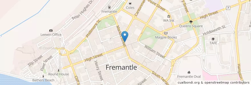 Mapa de ubicacion de Subway en Australia, Western Australia, City Of Fremantle.