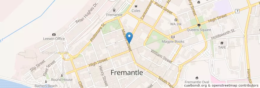 Mapa de ubicacion de Ohani Acai en Australien, Westaustralien, City Of Fremantle.