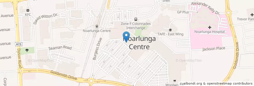 Mapa de ubicacion de Noarlunga Post Office en Australia, Australia Meridional, Adelaide, City Of Onkaparinga.