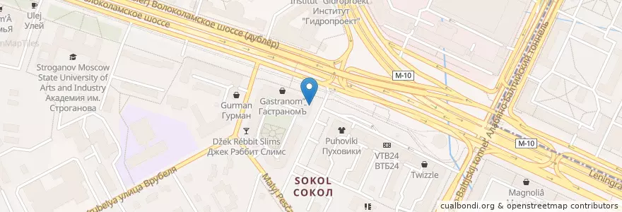 Mapa de ubicacion de Додо пицца en Rusia, Центральный Федеральный Округ, Москва, Северный Административный Округ, Район Сокол.