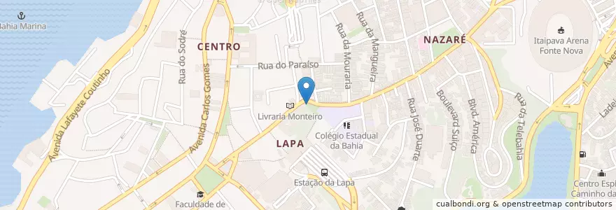 Mapa de ubicacion de Metrô Lapa en Brezilya, Kuzeydoğu Bölgesi, Bahia, Região Metropolitana De Salvador, Região Geográfica Intermediária De Salvador, Microrregião De Salvador, Salvador.