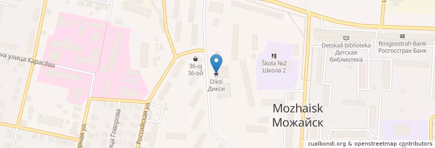 Mapa de ubicacion de Qiwi en 러시아, Центральный Федеральный Округ, Московская Область, Можайский Городской Округ.