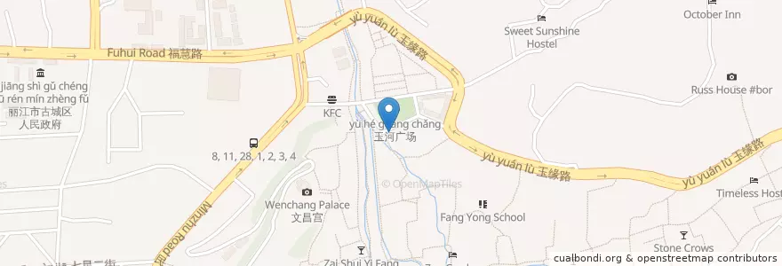 Mapa de ubicacion de Starbucks en China, Yunnan, 丽江市, 古城区.