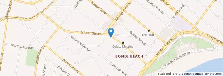 Mapa de ubicacion de Sushi Street en Australien, Neusüdwales, Waverley Council, Sydney.
