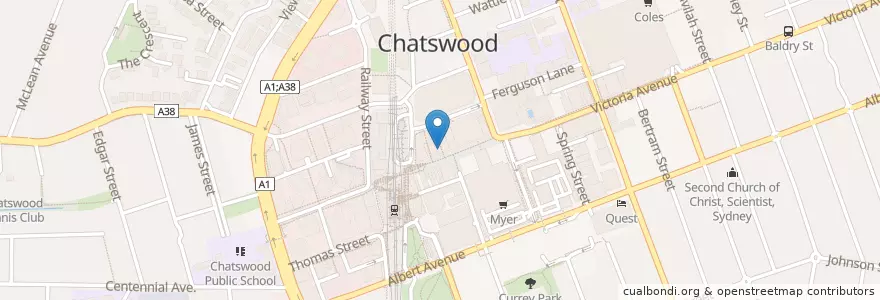 Mapa de ubicacion de Chatswood Dental Care en Australien, Neusüdwales, Willoughby City Council, Sydney.