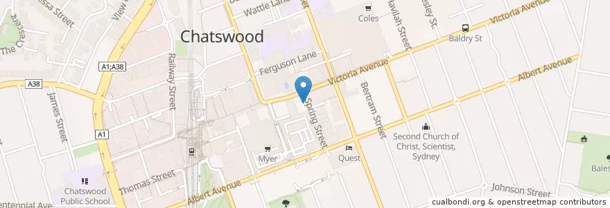 Mapa de ubicacion de Elbow Room en Australie, Nouvelle Galles Du Sud, Willoughby City Council, Sydney.