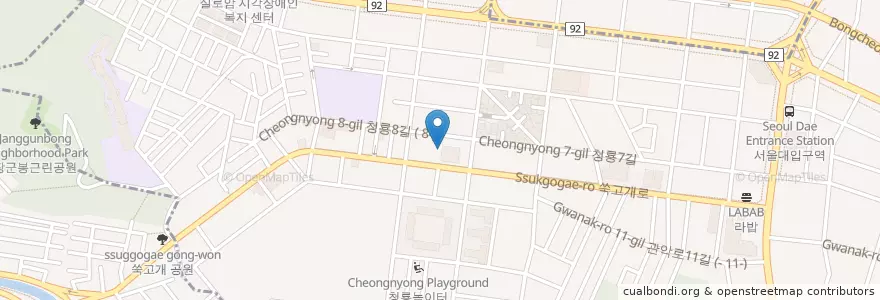 Mapa de ubicacion de 성요셉어린이집 en Corée Du Sud, Séoul, 관악구, 청룡동.