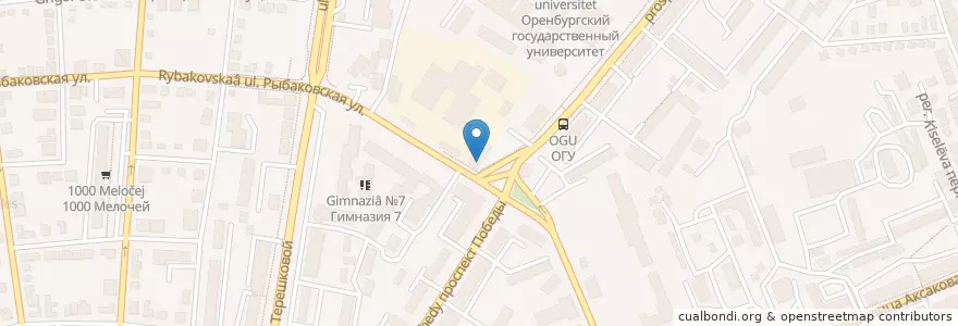 Mapa de ubicacion de Lapsha bar my way en Rusland, Приволжский Федеральный Округ, Оренбургская Область, Городской Округ Оренбург.