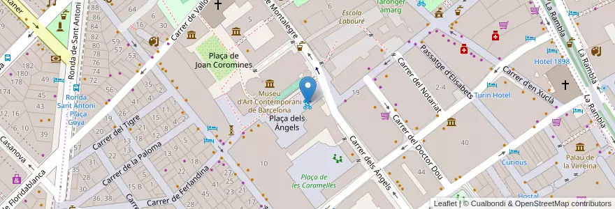 Mapa de ubicacion de 59 - Plaça dels Angels en إسبانيا, كتالونيا, برشلونة, بارسلونس, Barcelona.