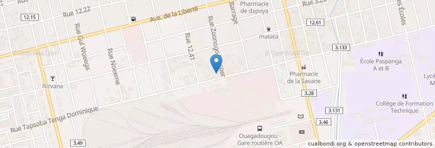 Mapa de ubicacion de Gare S.Z Transport en Burkina Faso, Centre, Kadiogo, Ouagadougou.