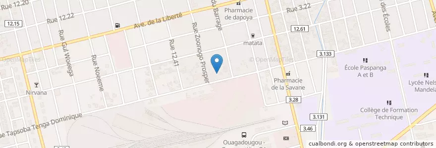 Mapa de ubicacion de Gare SONEF en Burkina Faso, Mitte, Kadiogo, Ouagadougou.