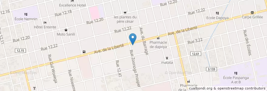 Mapa de ubicacion de Gare 3STV Niger en Burquina Faso, Centre, Kadiogo, Ouagadougou.