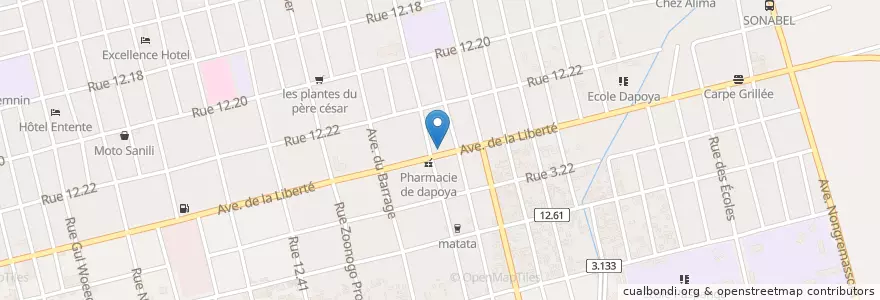 Mapa de ubicacion de Gare Olympia Car en Burkina Faso, Centre, Kadiogo, Ouagadougou.