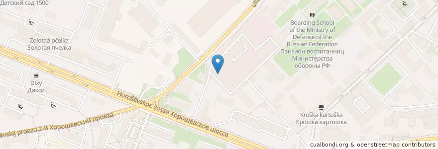 Mapa de ubicacion de Институт кино и телевидения en Russland, Föderationskreis Zentralrussland, Moskau, Nördlicher Verwaltungsbezirk, Хорошёвский Район.