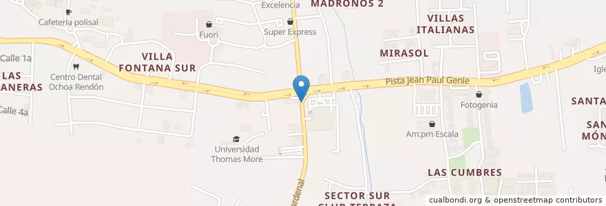 Mapa de ubicacion de Club Terraza en Nicaragua, Departamento De Managua, Managua (Municipio).