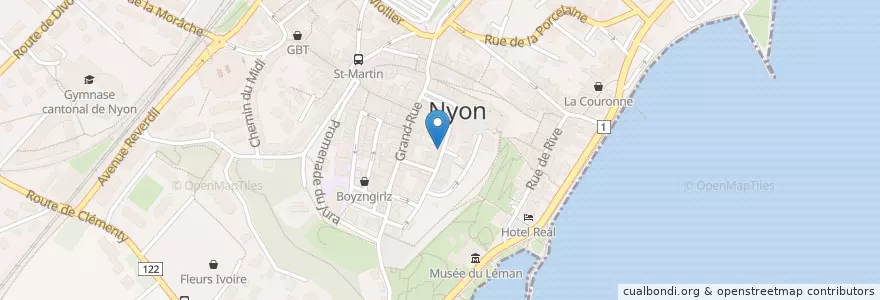 Mapa de ubicacion de Atelier 9 en Schweiz, Waadt, District De Nyon, Nyon.