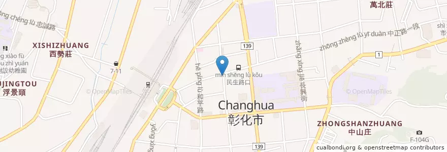Mapa de ubicacion de 豆腐先生冰品店 en 臺灣, 臺灣省, 彰化縣, 彰化市.