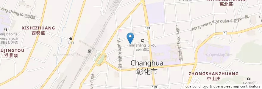 Mapa de ubicacion de 北門口肉圓 en Taiwan, Taiwan Province, Changhua County, Zhanghua City.