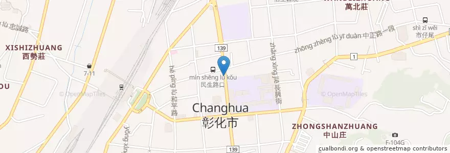 Mapa de ubicacion de 寶來大腸麵線 en Tayvan, 臺灣省, Changhua, 彰化市.