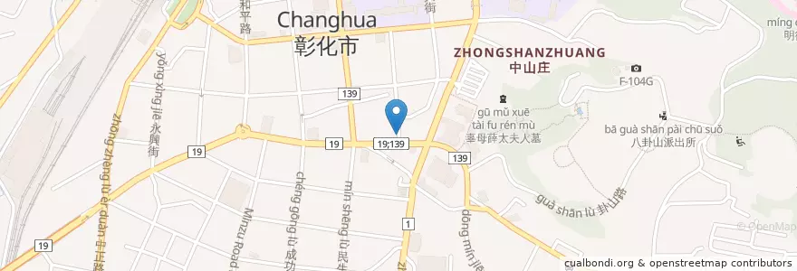 Mapa de ubicacion de 秉峯鍋燒店 en Taiwan, Taiwan, Landkreis Changhua, Zhanghua.