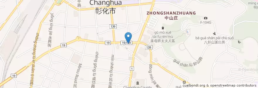 Mapa de ubicacion de 黑肉麵 en Taiwán, Provincia De Taiwán, Condado De Changhua, 彰化市.