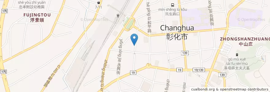 Mapa de ubicacion de 阿章肉圓 en Taiwan, Taiwan, Landkreis Changhua, Zhanghua.