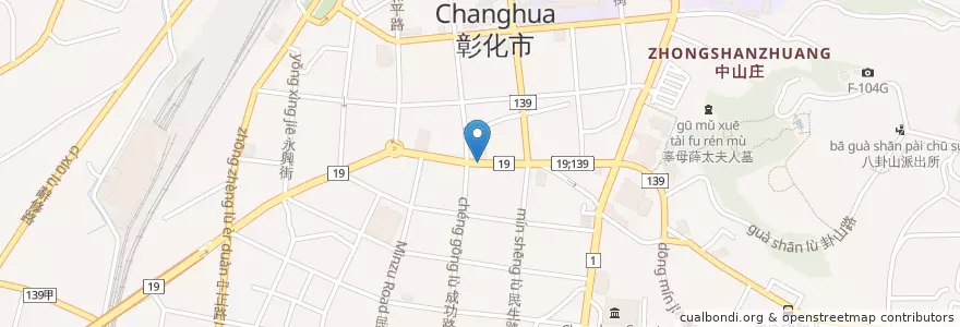 Mapa de ubicacion de 石山岩 en Taiwan, Provincia Di Taiwan, Contea Di Changhua, Changhua.
