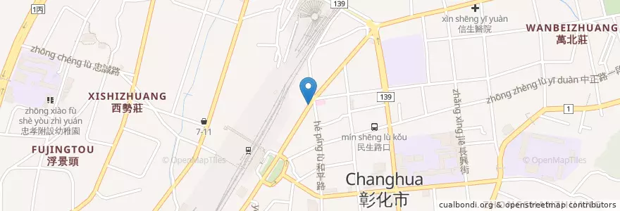 Mapa de ubicacion de Tiger pizza en تايوان, مقاطعة تايوان, مقاطعة تشانغوا, 彰化市.