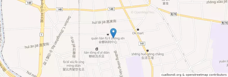 Mapa de ubicacion de 阿發拉仔麵 en 臺灣, 臺灣省, 彰化縣, 員林市.