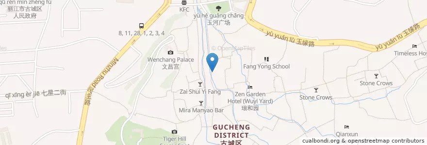 Mapa de ubicacion de 700CC en چین, یون‌نان, 丽江市, 古城区, 大研街道.