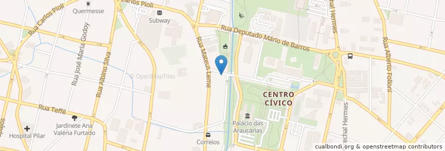 Mapa de ubicacion de CPO en ブラジル, 南部地域, パラナ, Região Geográfica Intermediária De Curitiba, Região Metropolitana De Curitiba, Microrregião De Curitiba, クリチバ.