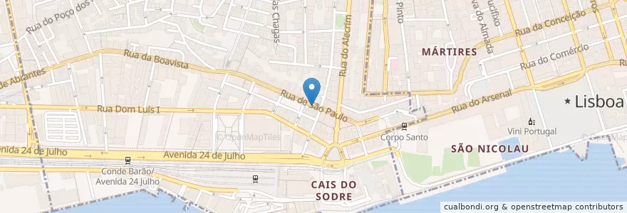 Mapa de ubicacion de Caos en Portekiz, Área Metropolitana De Lisboa, Lisboa, Grande Lisboa, Lizbon, Misericórdia.