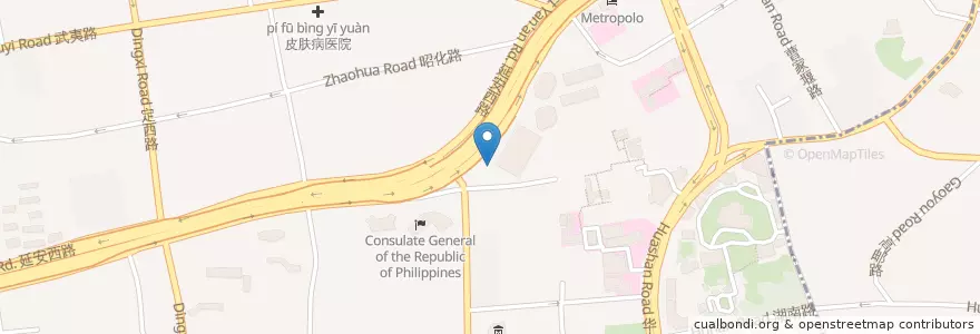 Mapa de ubicacion de Starbucks en 中国, 上海市, 長寧区.