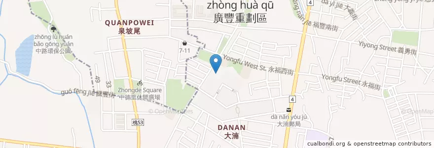 Mapa de ubicacion de 基督教大湳禮拜堂 en Taïwan, Taoyuan, 八德區.