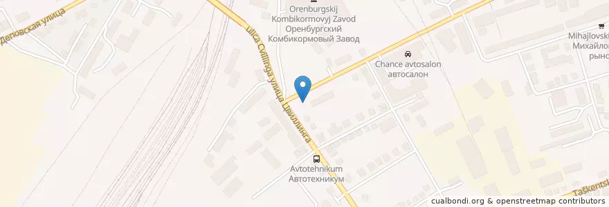 Mapa de ubicacion de Чайхана Зарафшан en Rusia, Приволжский Федеральный Округ, Óblast De Oremburgo, Городской Округ Оренбург.