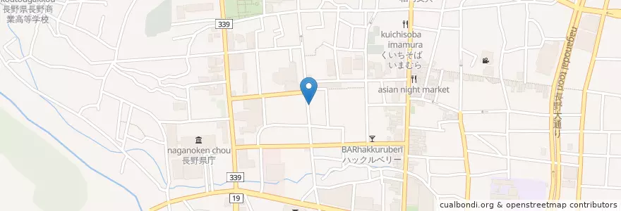 Mapa de ubicacion de 浜名屋 en Japan, Nagano Prefecture, Nagano.