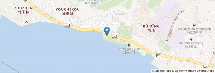 Mapa de ubicacion de 淡水海關碼頭園區 en 臺灣, 新北市, 淡水區.