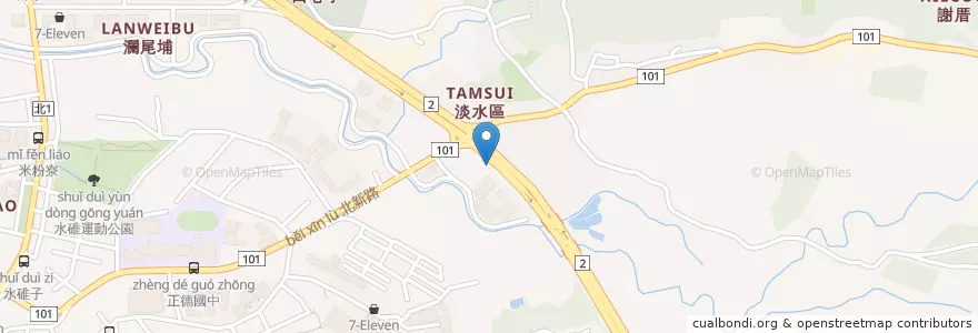 Mapa de ubicacion de 輕軌淡金北新站 en 타이완, 신베이 시, 단수이 구.