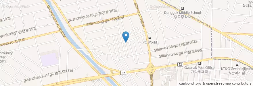Mapa de ubicacion de 포말커피 en Республика Корея, Сеул, 관악구, 신림동.