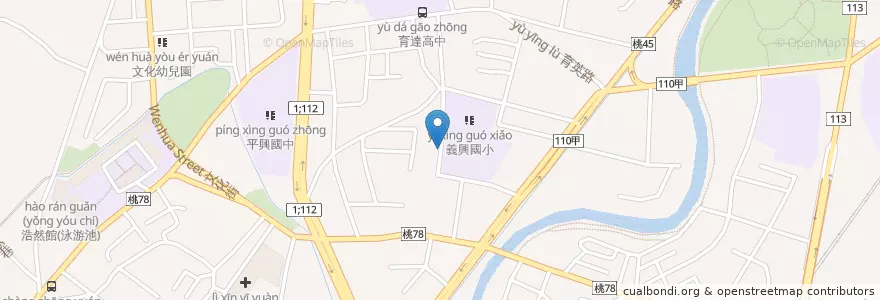 Mapa de ubicacion de 義興公園 en Taiwan, Taoyuan, Pingzhen.