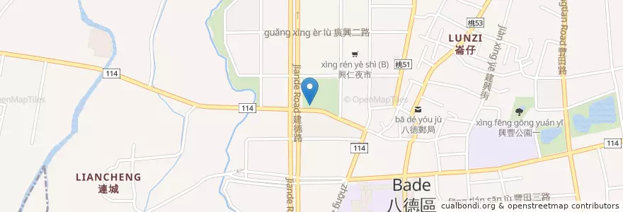 Mapa de ubicacion de 建德公園 en Taiwán, Taoyuan, 八德區.