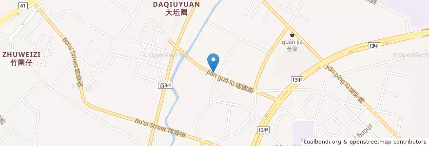 Mapa de ubicacion de 建國路(龍鳳宮) en تايوان, مقاطعة تايوان, 苗栗縣, 竹南鎮.