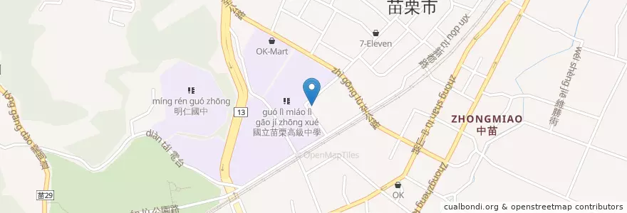 Mapa de ubicacion de 苗栗高中 en Taiwan, 臺灣省, 苗栗縣, 苗栗市.
