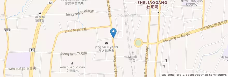 Mapa de ubicacion de 苗栗火車站(西站) en 臺灣, 臺灣省, 苗栗縣, 苗栗市.
