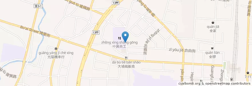Mapa de ubicacion de 中興商工 en تایوان, 臺灣省, 苗栗縣, 竹南鎮.