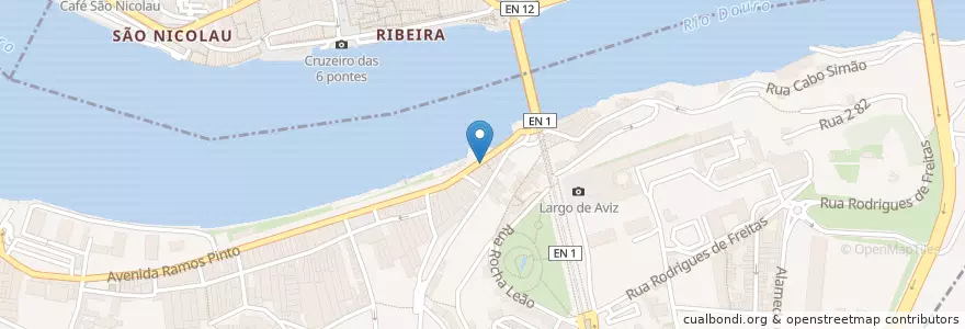 Mapa de ubicacion de Pe d'Agua Bar en Portugal, Norte, Área Metropolitana Do Porto, Porto, Vila Nova De Gaia, Santa Marinha E São Pedro Da Afurada.