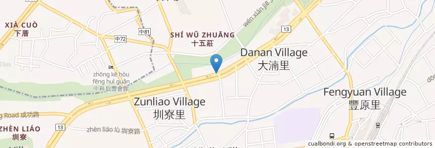 Mapa de ubicacion de Yuanhuan N. Rd./Dachang St. en Taiwan, Taichung, Fengyuan District.